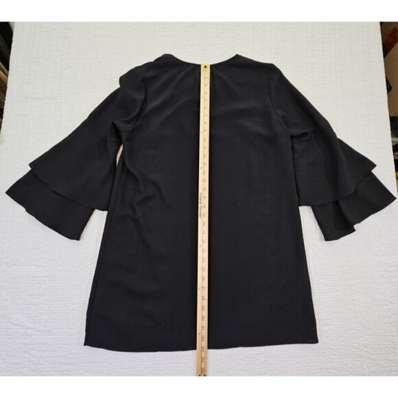 Lysse Flutter Sleeve Tunic Women's Size Large Black Crepe Fully Lined EUC LN - Picture 8 of 12